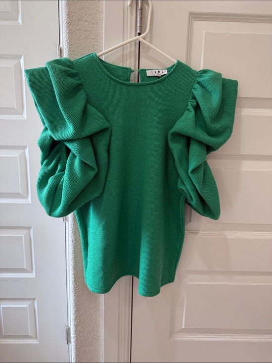 THML Tops - THML Emerald Ruffle-Sleeve Knit Top